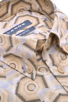 Zand print modern fit easy care overhemd 0141713-630-000-000