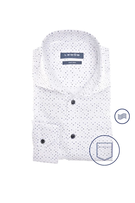Wit print modern fit easy care overhemd 0142290-916-000-000