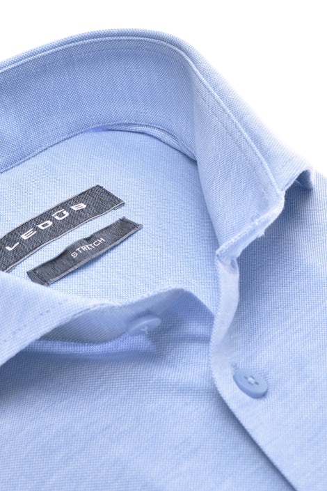 Lichtblauw slim fit 100% katoenen tricot overhemd 0142346-140-000-000