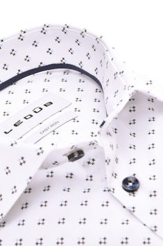 White modern fit easy care print shirt 0142606-911-190-000