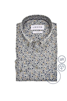 Dark green modern fit easy care print shirt 0142648-580-190-000