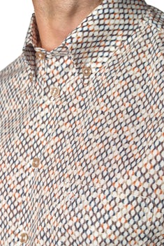 Zand print modern fit easy care overhemd in korte mouw 0142822-630-000-000