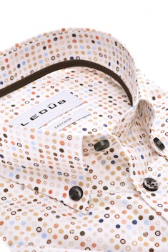 Zand print modern fit easy care overhemd in korte mouw 0142906-630-620-000