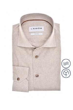 Bruin print modern fit puur katoenen overhemd 0143094-680-670-000