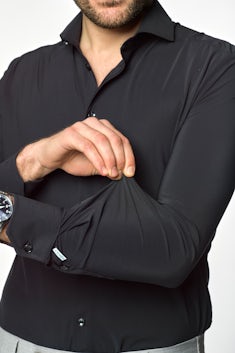 Zwart slim fit active stretch overhemd 0143220-290-000-000