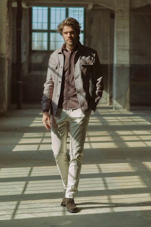 Donkerbruin slim fit 100% katoenen luxury knit overhemd 0143230-680-000-000