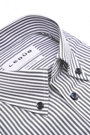 Donkerblauw gestreept modern fit puur katoenen overhemd 0702101-190-000-000